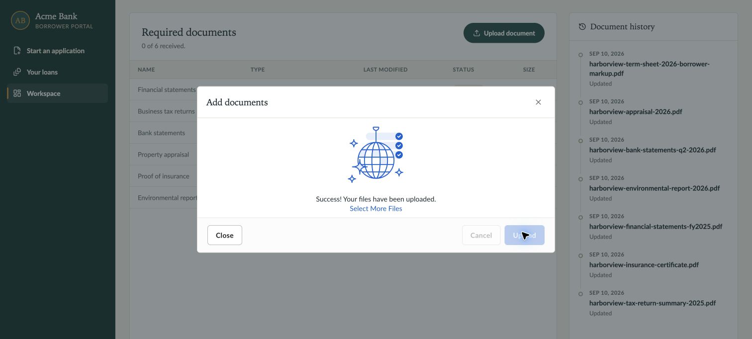 Upload the documents — Upload the documents